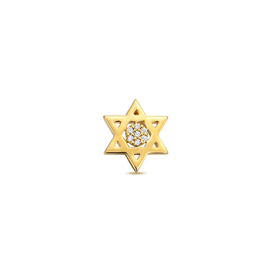 Star of David Classic 7 Diamond Pendant - 9k Yellow Gold