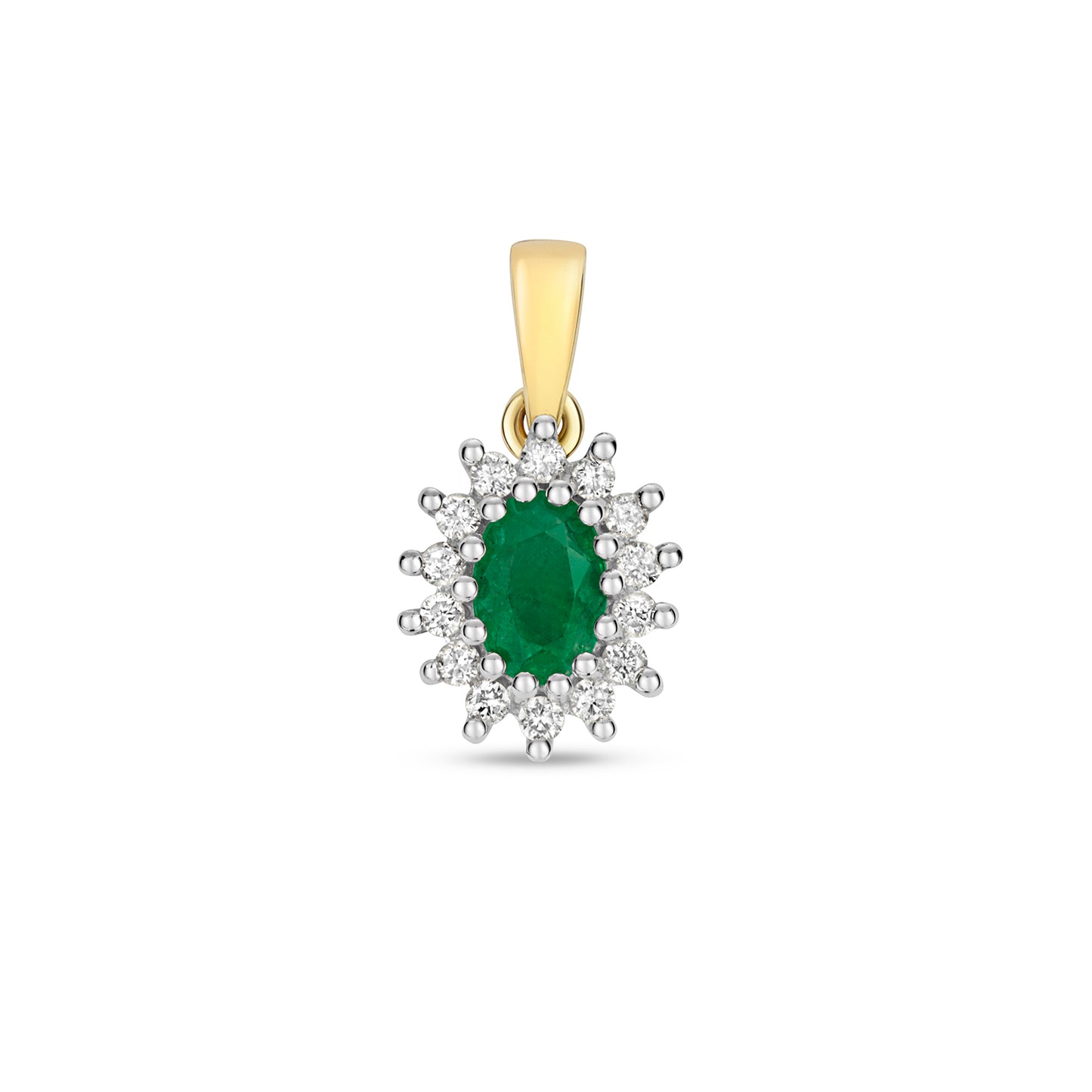 Victoria Emerald and Diamond Pendant - 9k Yellow Gold, 0.55ct