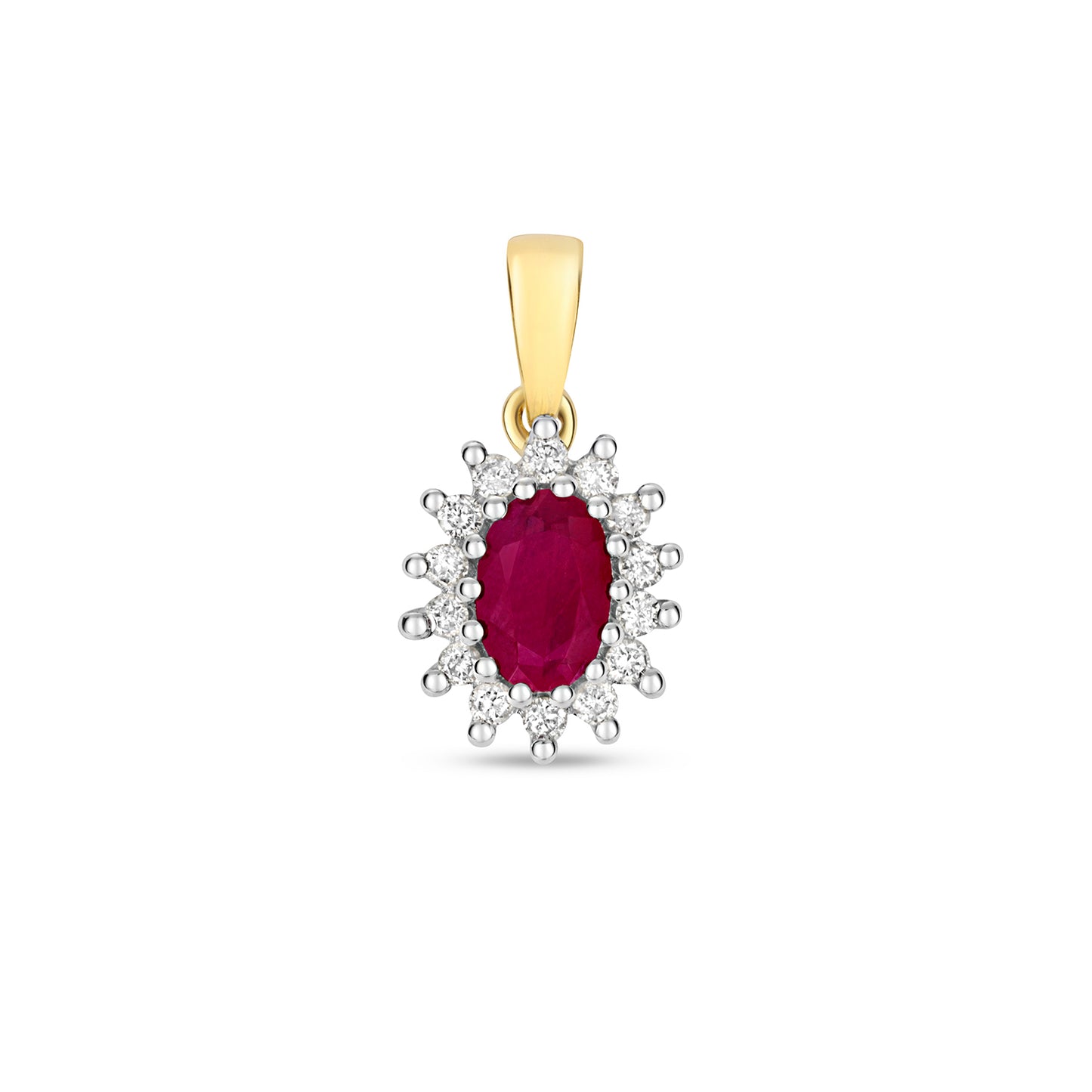 Victoria Ruby and Diamond Pendant - 9k Yellow Gold, 0.75ct