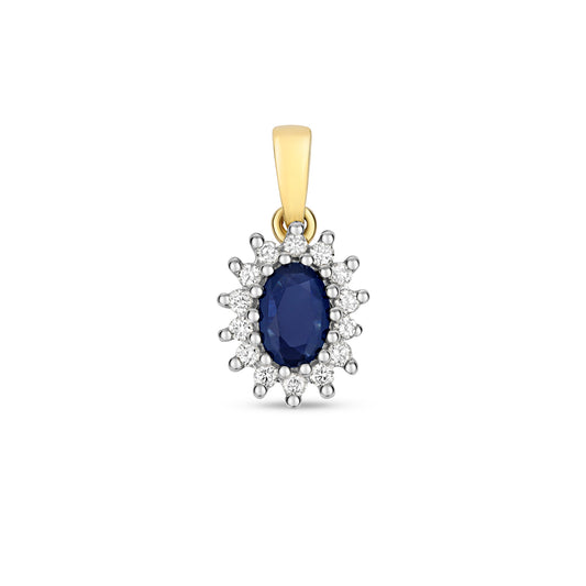 Victoria Sapphire and Diamond Pendant - 9k Yellow Gold, 0.75ct