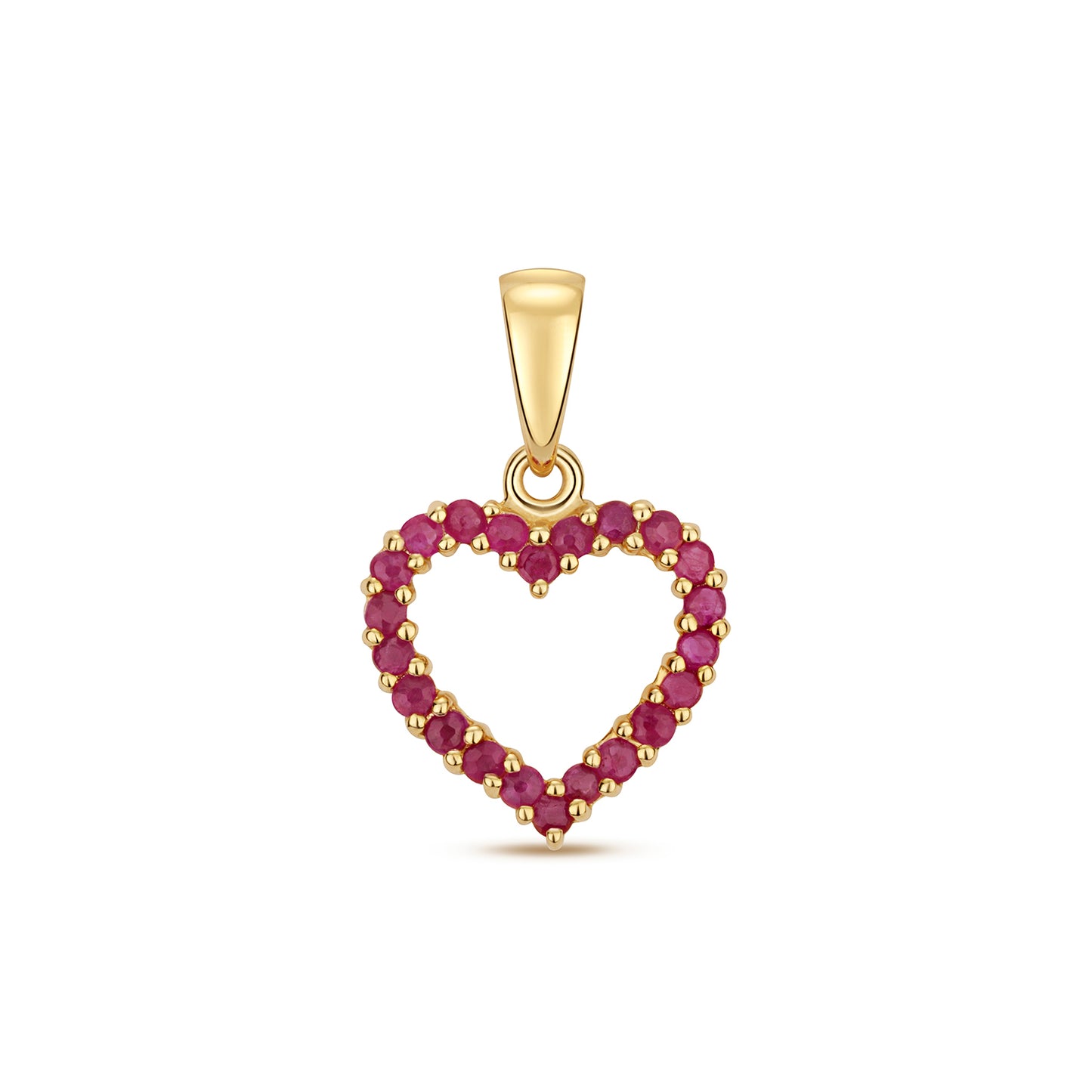 Love Heart Shaped Ruby Pendant - 9k Yellow Gold