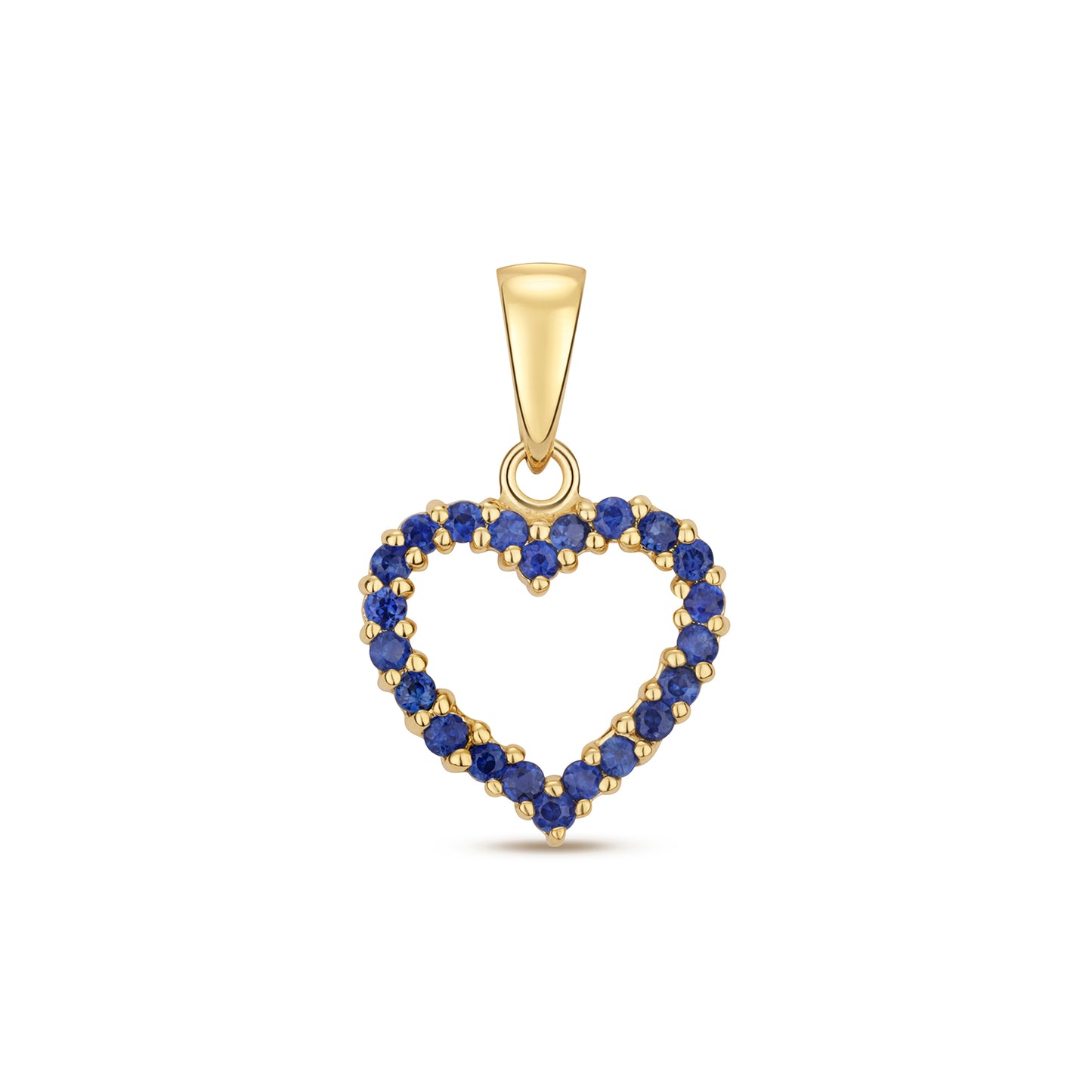 Love Heart Shaped Sapphire Pendant - 9k Yellow Gold