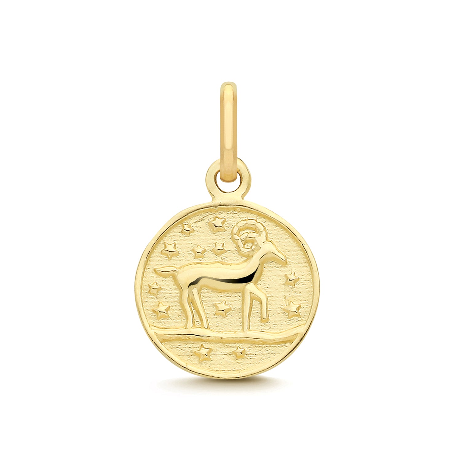 Aries Zodiac Coin Charm Pendant - 9k Yellow Gold