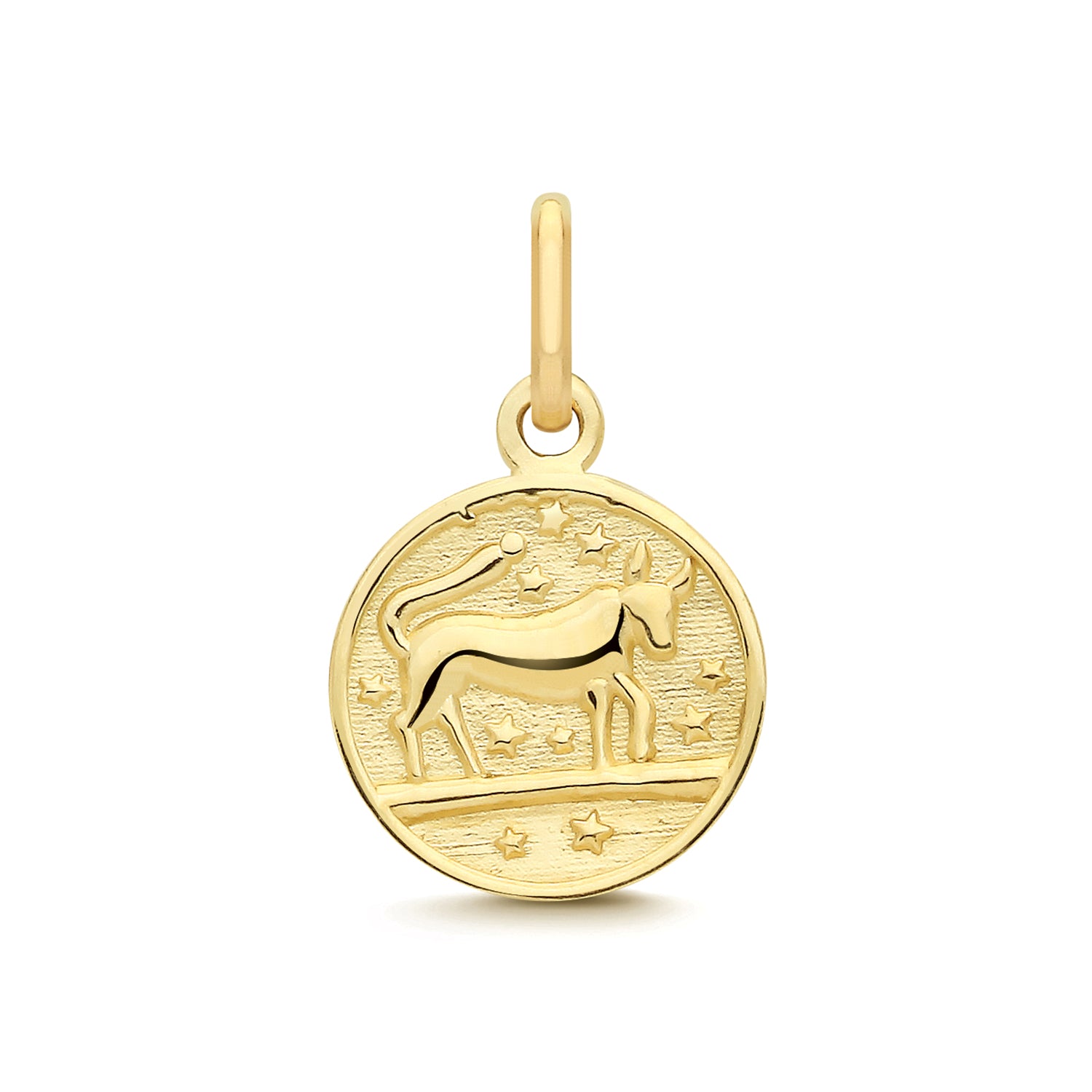 Taurus Zodiac Coin Charm Pendant - 9k Yellow Gold