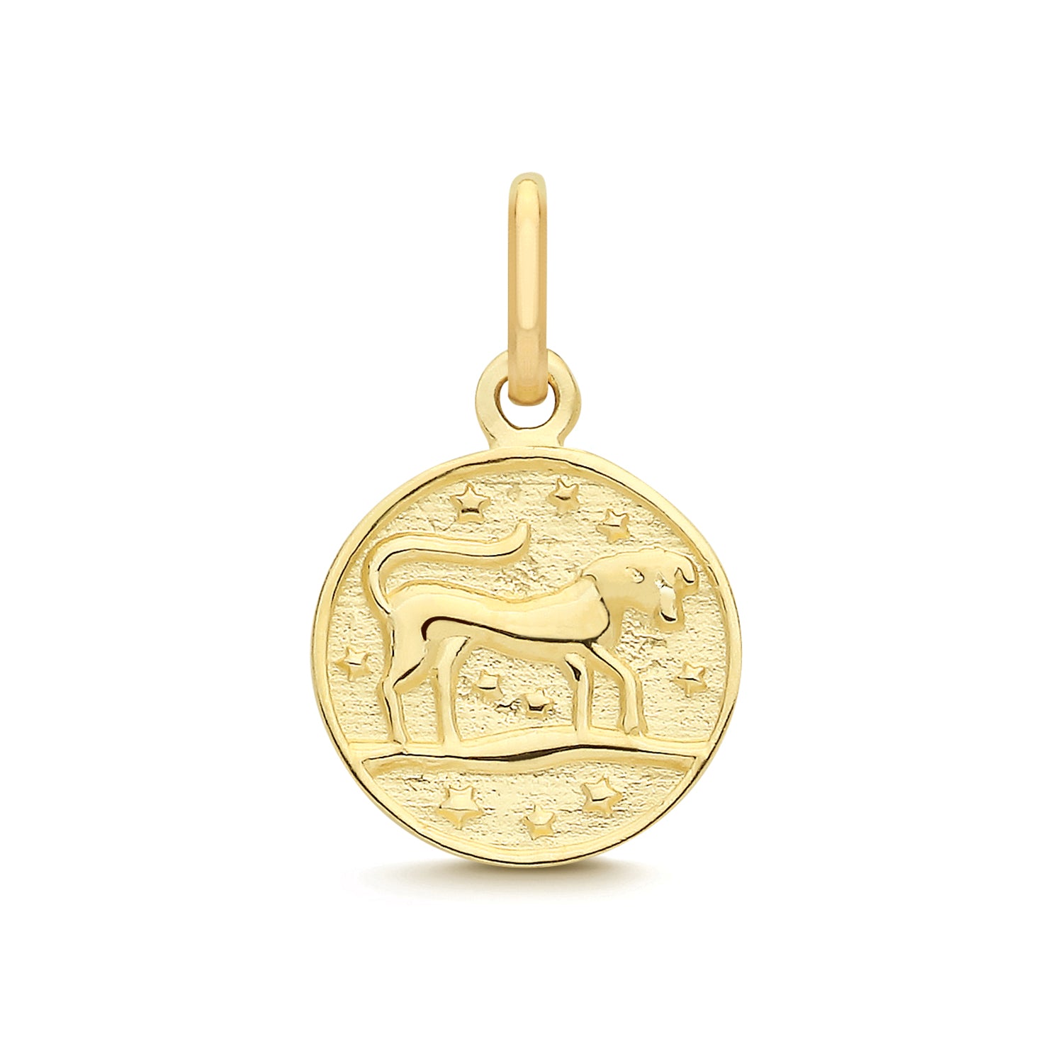 Leo Zodiac Coin Charm Pendant - 9k Yellow Gold