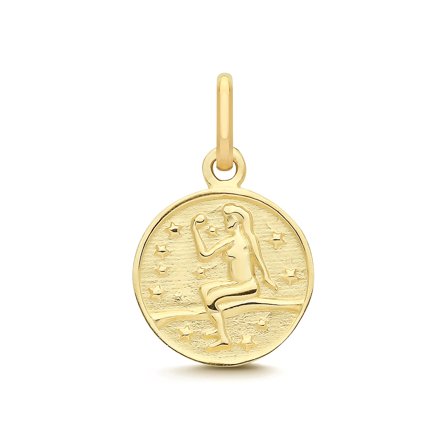 Virgo Zodiac Coin Charm Pendant - 9k Yellow Gold