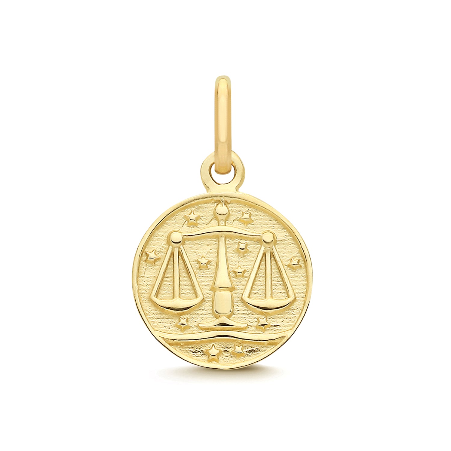 Libra Zodiac Coin Charm Pendant - 9k Yellow Gold