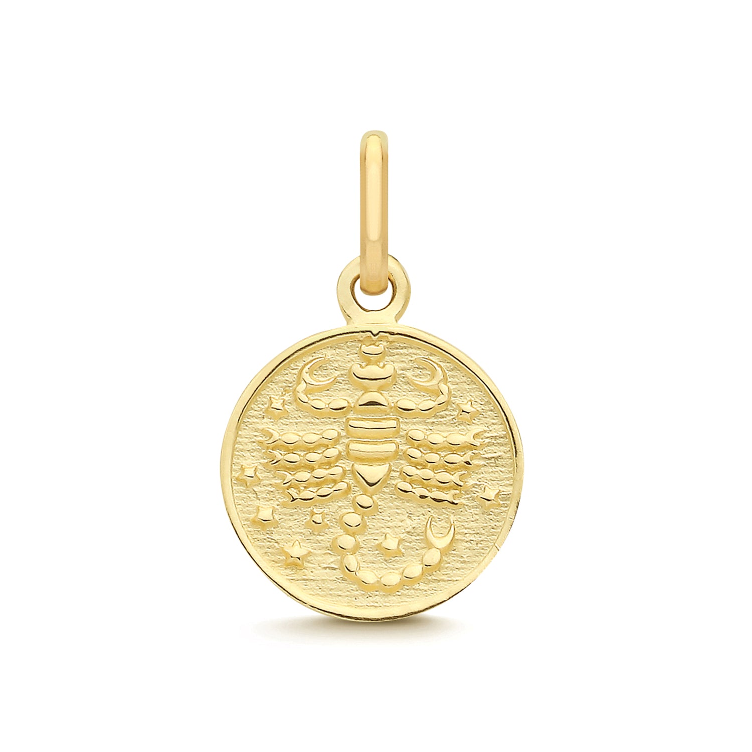 Scorpio Zodiac Coin Charm Pendant - 9k Yellow Gold