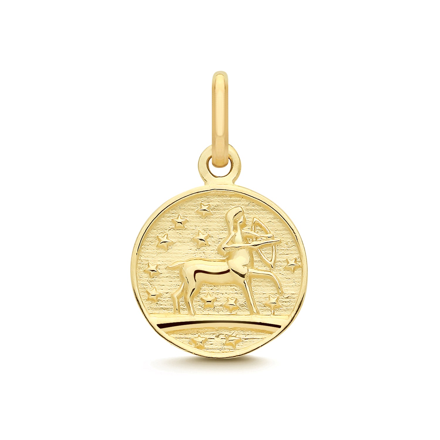 Sagittarius Zodiac Coin Charm Pendant - 9k Yellow Gold