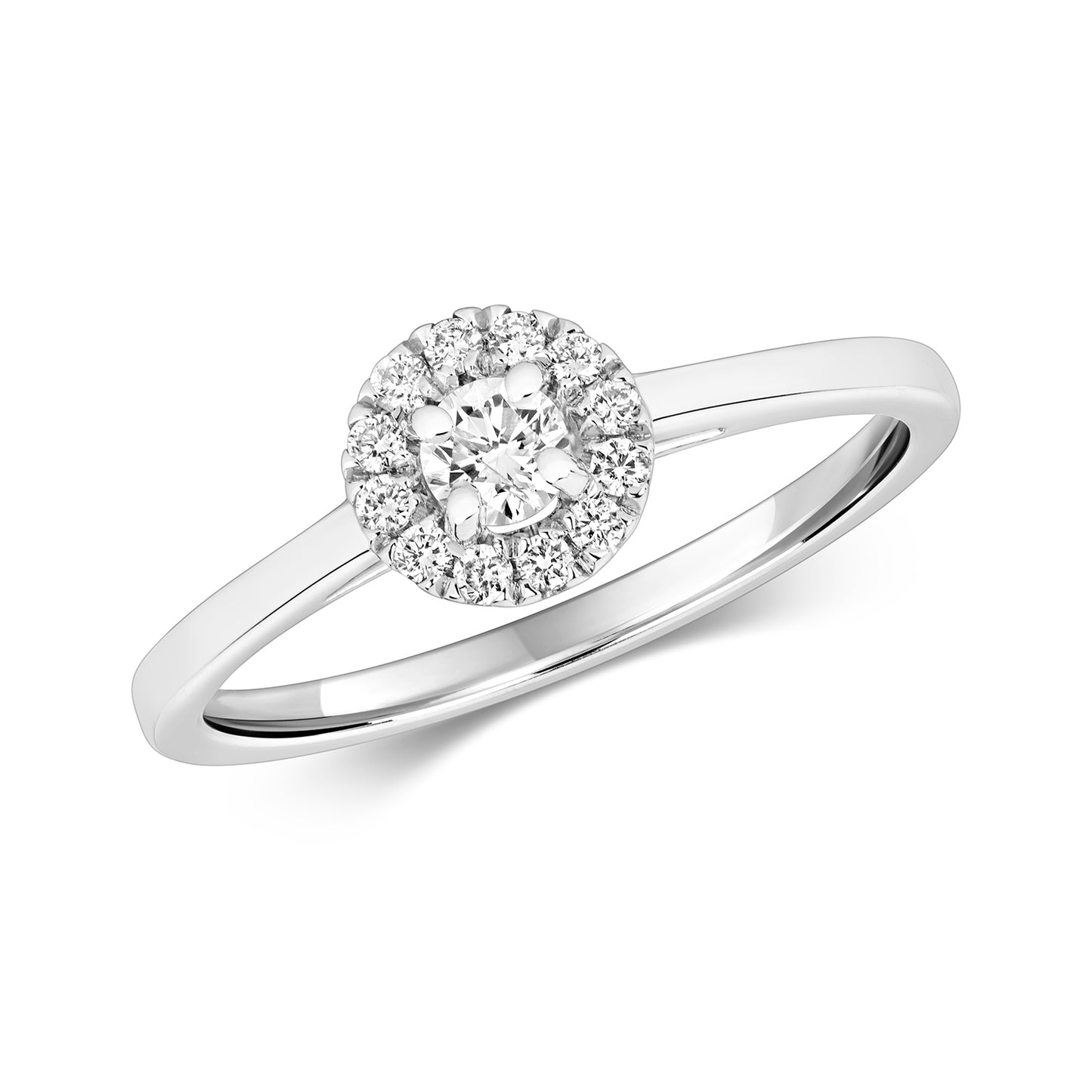 Alina Diamond Halo Ring - 9k White Gold