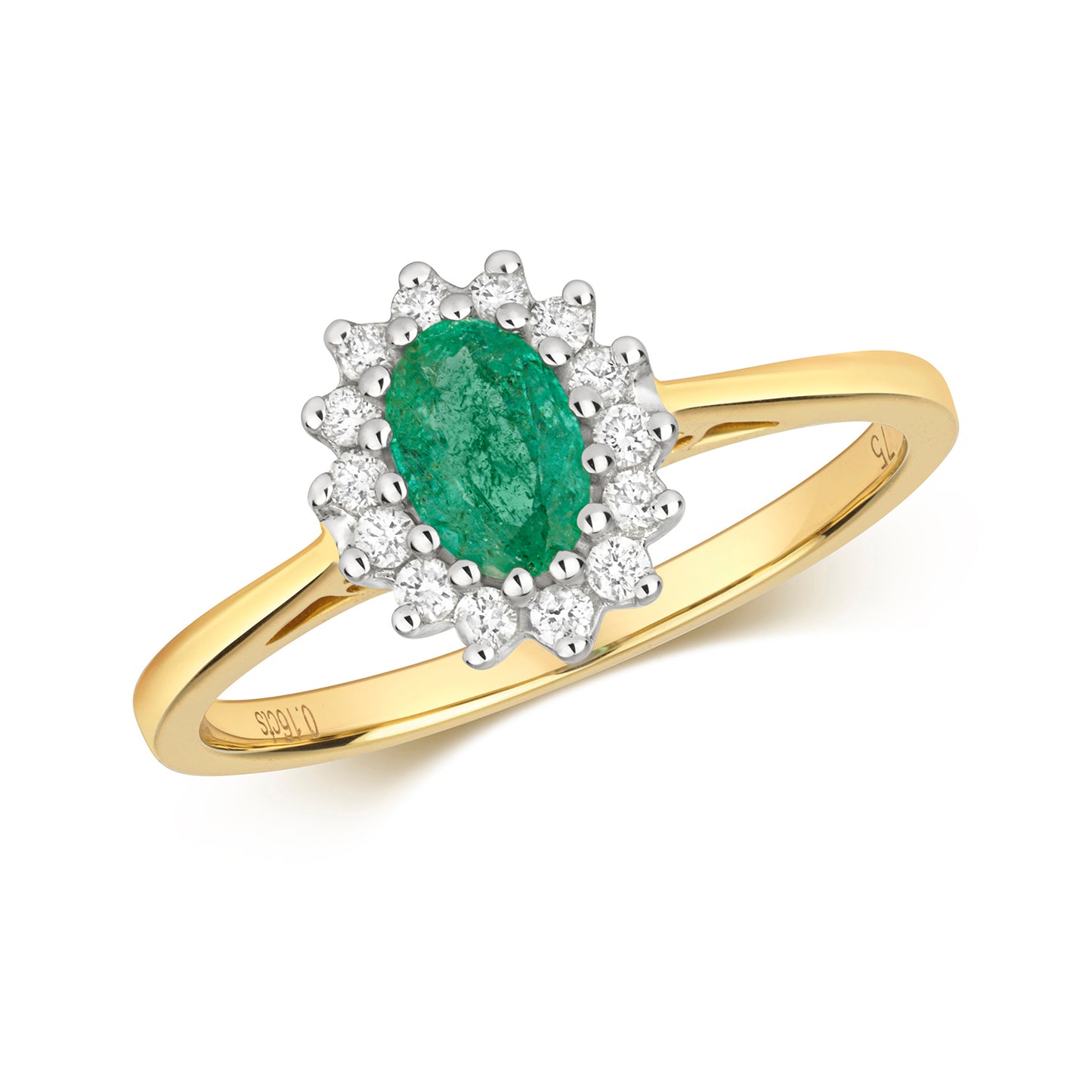 Envy Oval Emerald and Diamond Ring - 9k Yellow Gold, 0.49ct