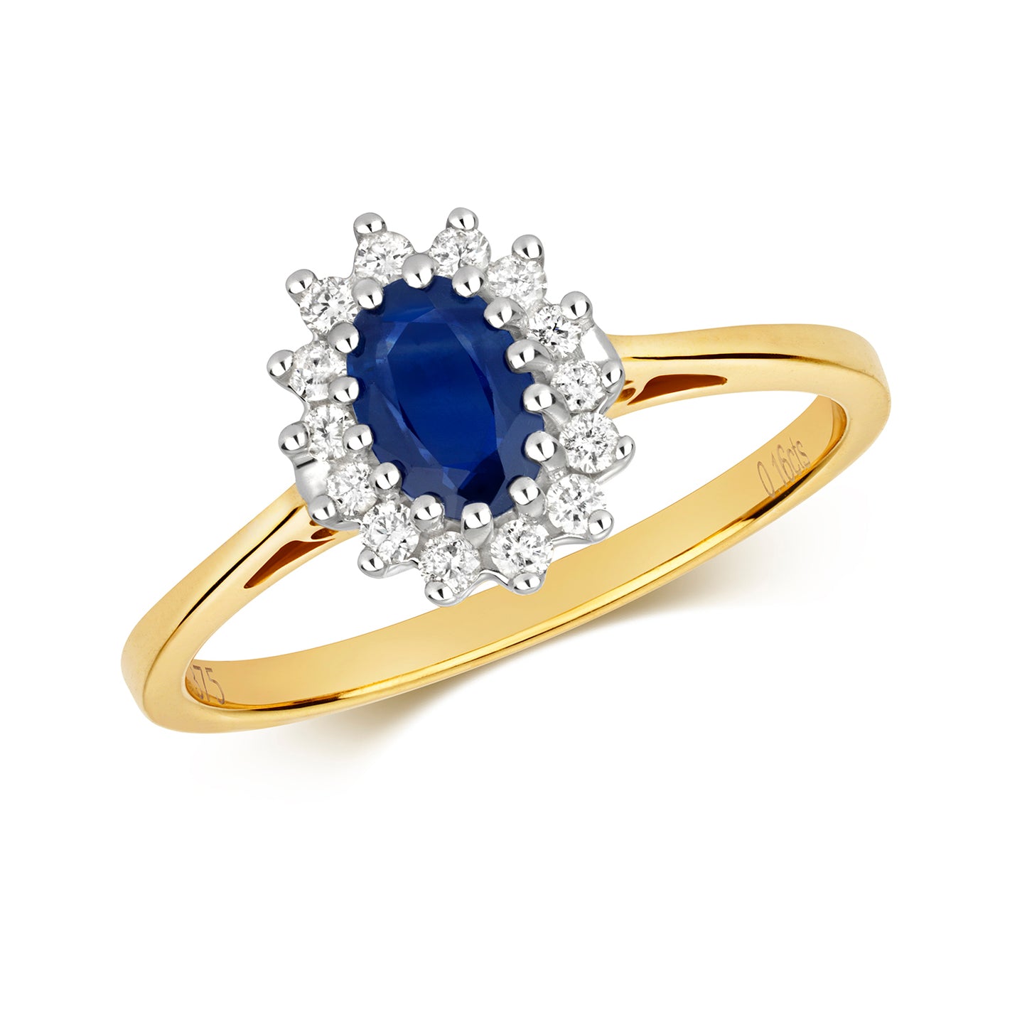 Diana Oval Sapphire and Diamond Ring - 9k Yellow Gold, 0.68