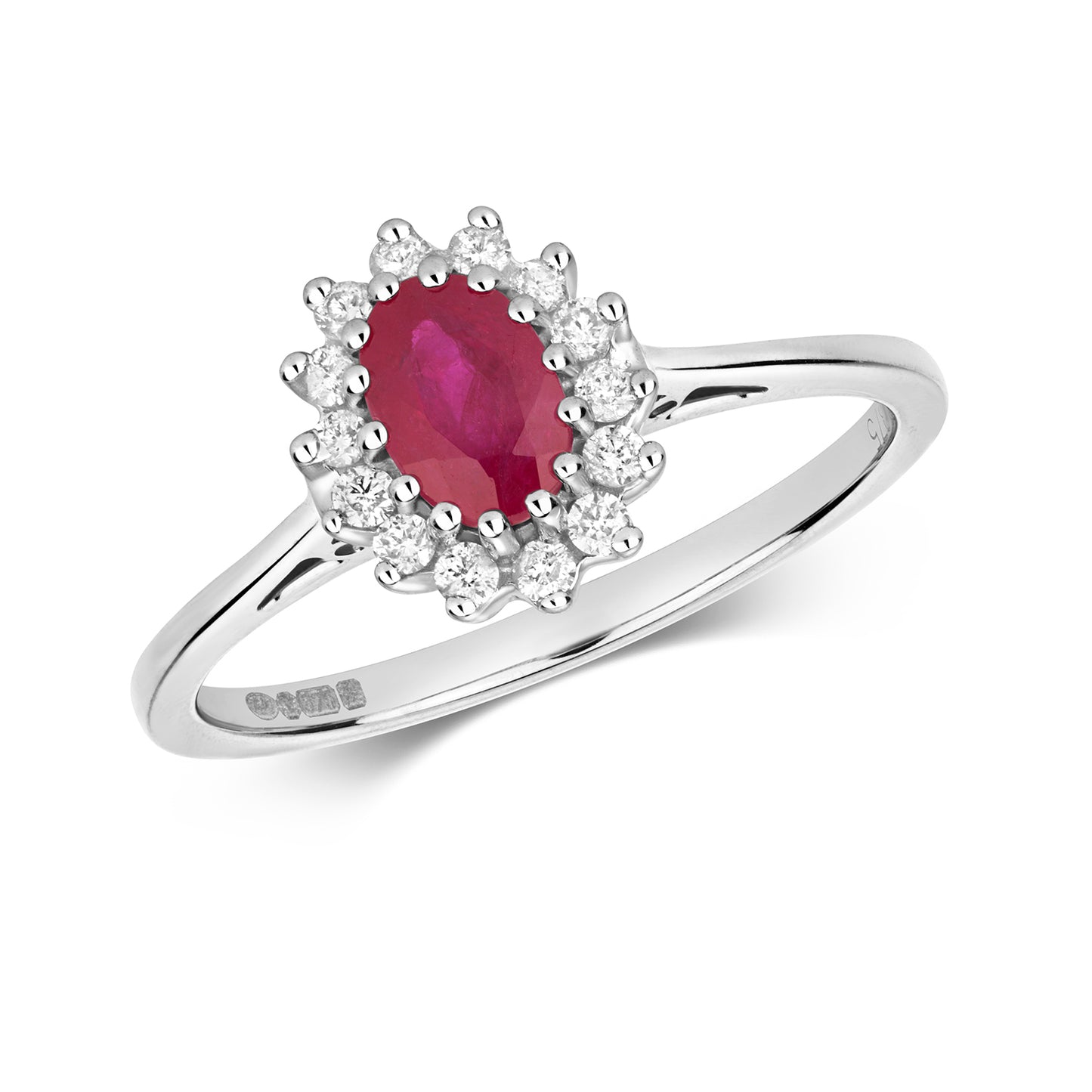 Juliet Oval Ruby and Diamond Ring - 9k White Gold, 0.58