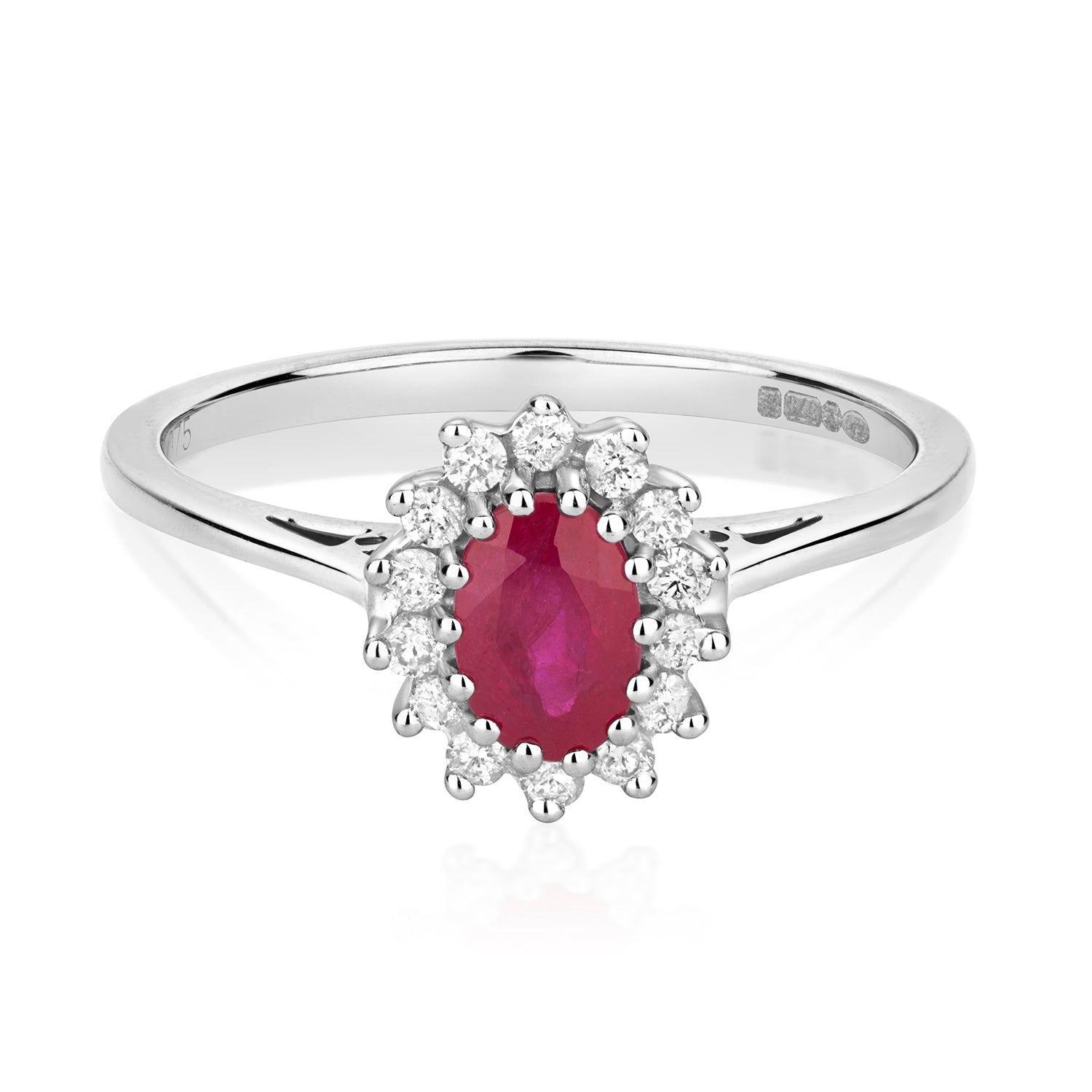 Juliet Oval Ruby and Diamond Ring - 9k White Gold, 0.58