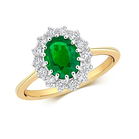 Envy Oval Emerald and Diamond Ring - 9k Yellow Gold, 1.60ct