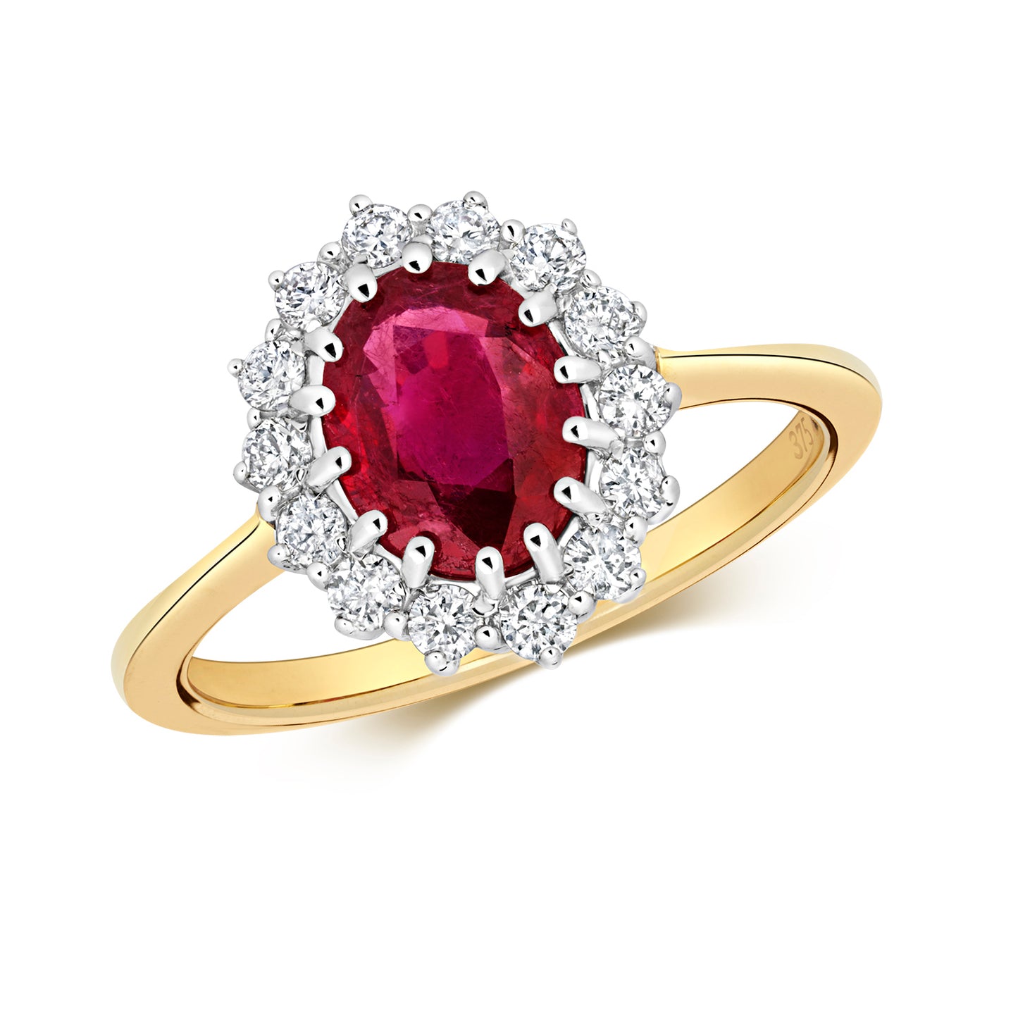 Juliet Oval Ruby and Diamond Ring - 9k Yellow Gold, 1.78ct