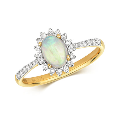 Sydney Pavé Opal and Diamond Ring - 9k Yellow Gold, 0.72ct