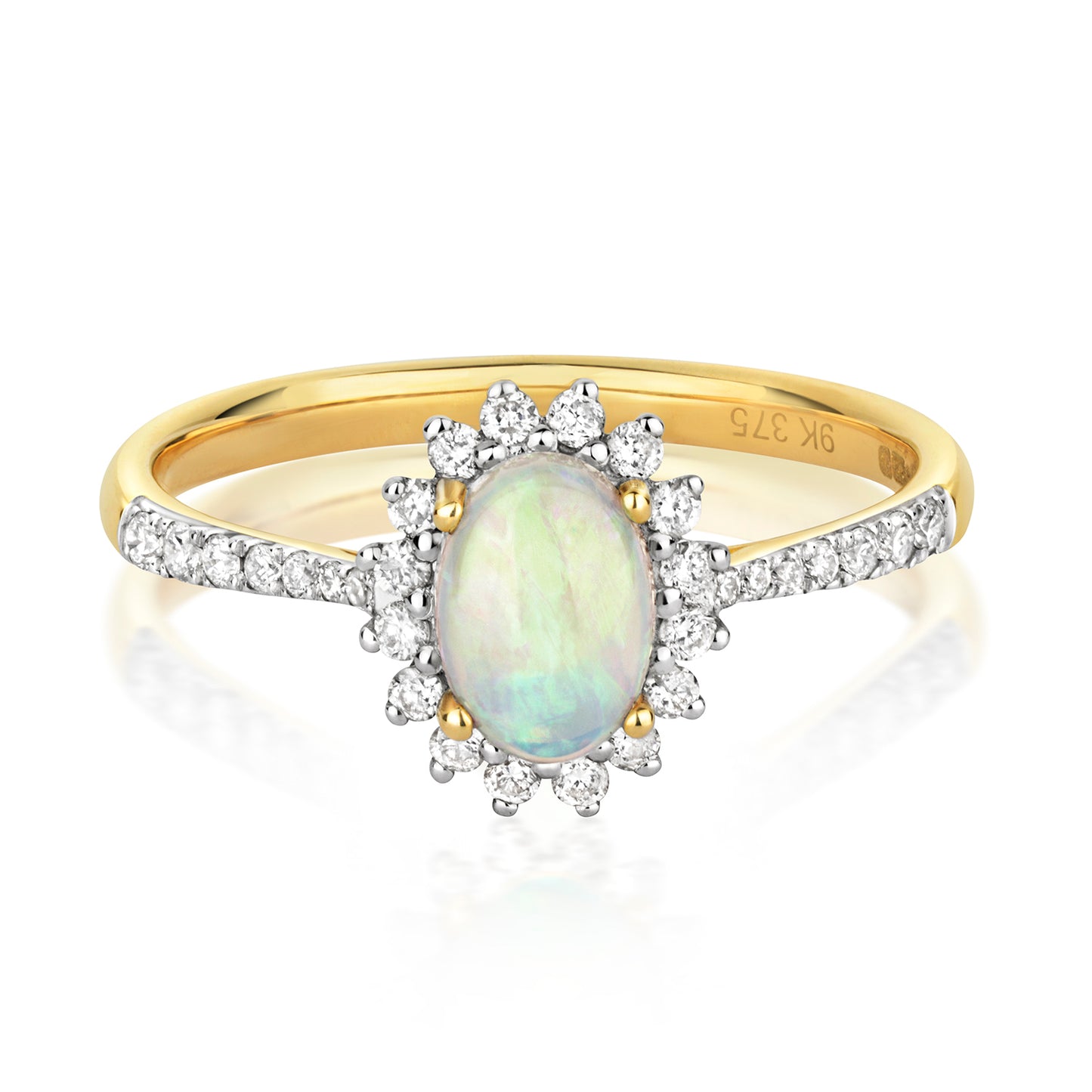 Sydney Pavé Opal and Diamond Ring - 9k Yellow Gold, 0.72ct