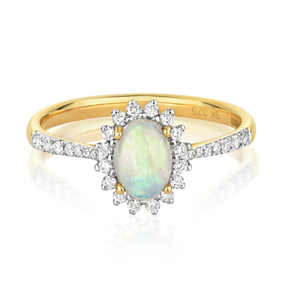 Sydney Pavé Opal and Diamond Ring - 9k Yellow Gold, 0.72ct