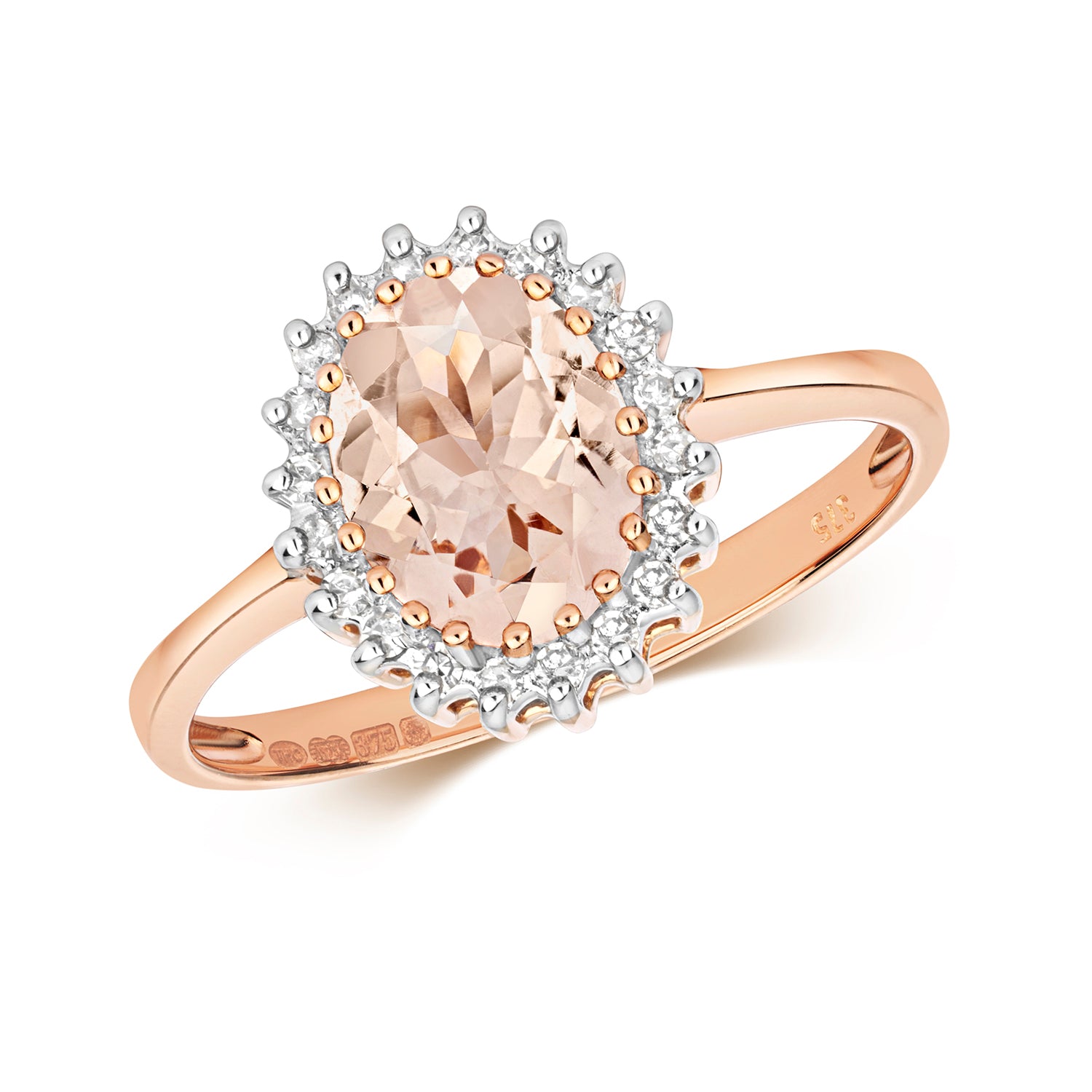 Serene Oval Morganite and Diamond Ring - 9k Rose Gold