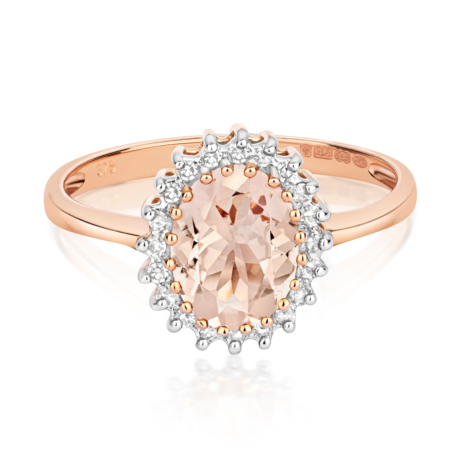 Serene Oval Morganite and Diamond Ring - 9k Rose Gold