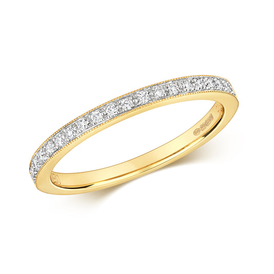 Ellen Grain Set Diamond Half Eternity Ring - 9k Yellow Gold