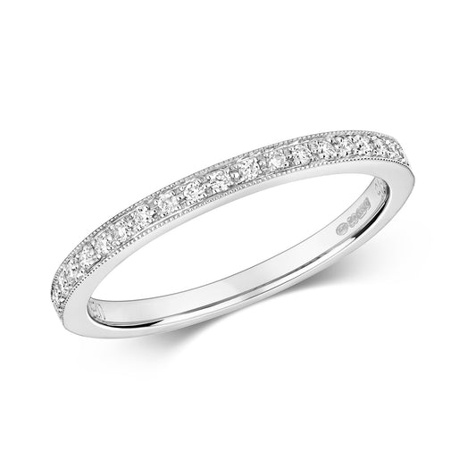 Ellen Grain Set Diamond Half Eternity Ring - 9k White Gold