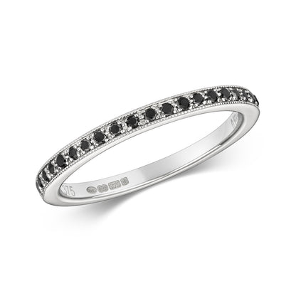 Ellen Grain Set Black Diamond Eternity Ring - 9k White Gold