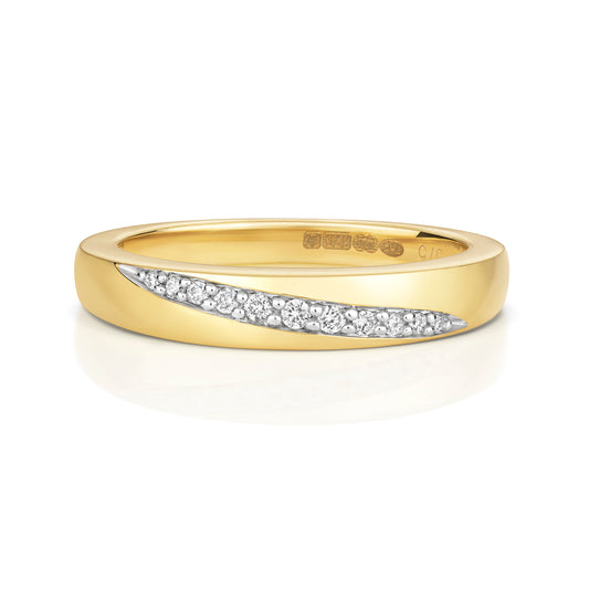 Eternia Crossover Diamond Set Wedding Band - 9k Yellow Gold