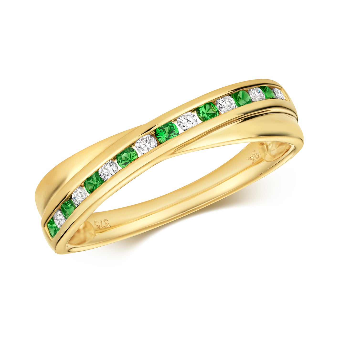 Milan Eternity Tsavorite and Diamond Ring - 9k Yellow Gold