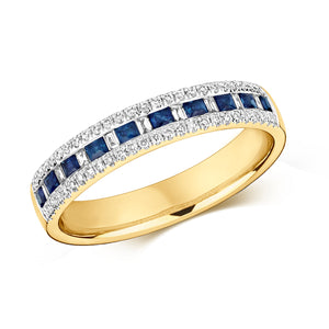 Naples Sapphire and Diamond Ring - 9k Yellow Gold, 0.51ct