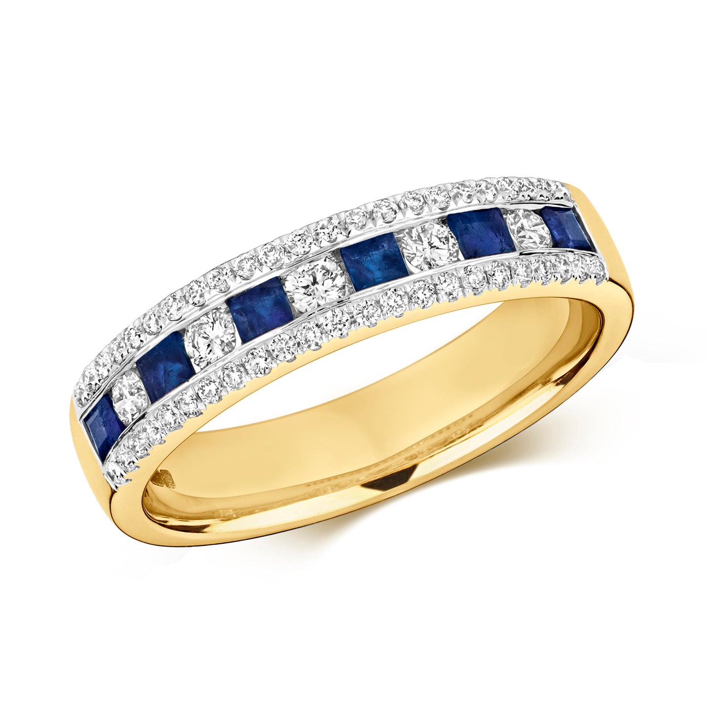 Napoli Eternity Sapphire and Diamond Ring - 9k Yellow Gold, 0.70ct