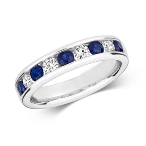 Modena Eternity Sapphire and Diamond Ring, 9k White Gold - 1.09ct