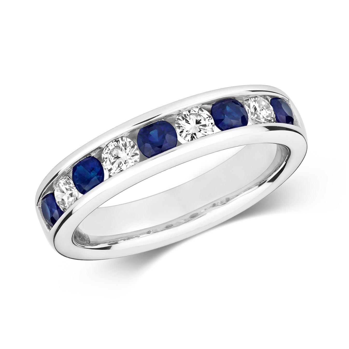 Modena Eternity Sapphire and Diamond Ring, 9k White Gold - 1.09ct