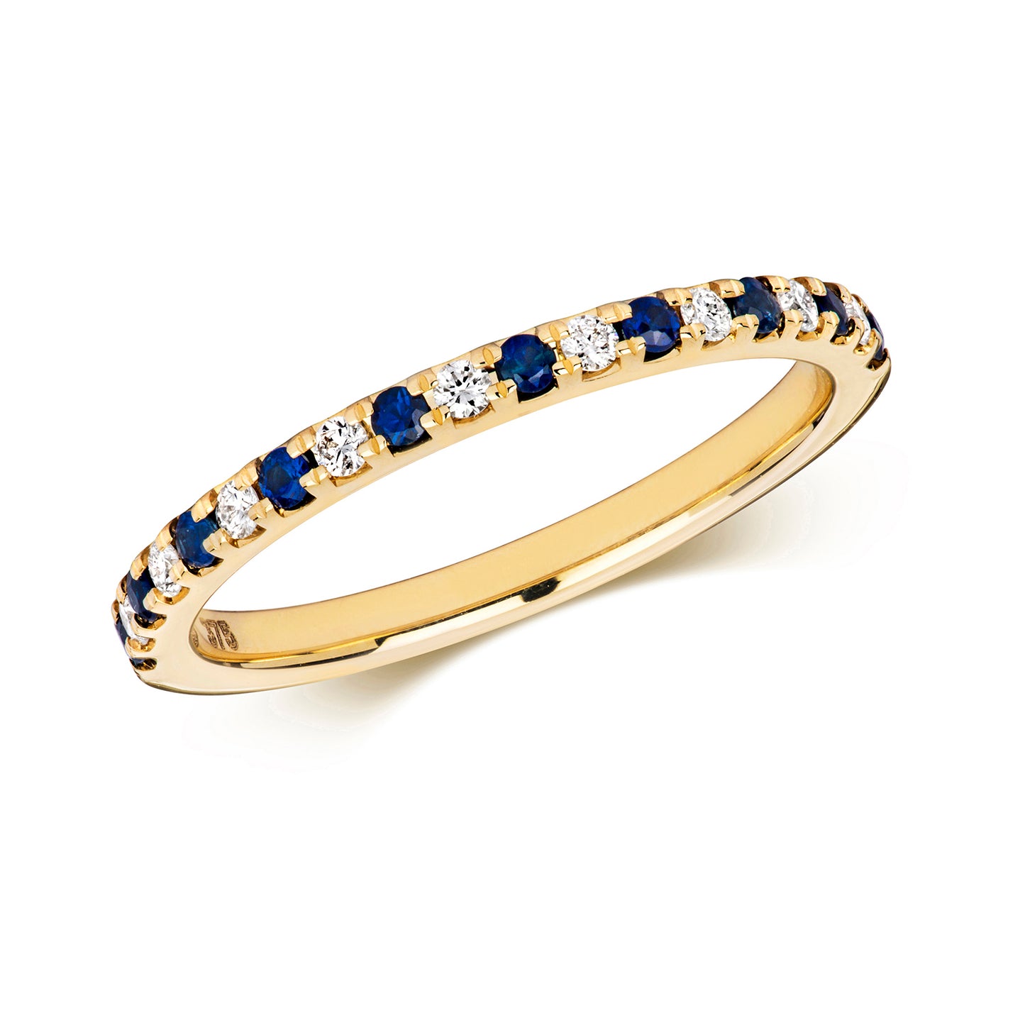 Turin Half Eternity Sapphire and Diamond Ring - 9k Yellow Gold