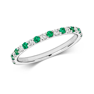 Turin Half Eternity Emerald and Diamond Ring - 9k White Gold