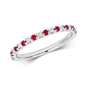 Turin Half Eternity Ruby and Diamond Ring - 9k White Gold