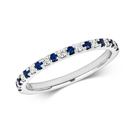 Turin Half Eternity Sapphire and Diamond Ring - 9k White Gold