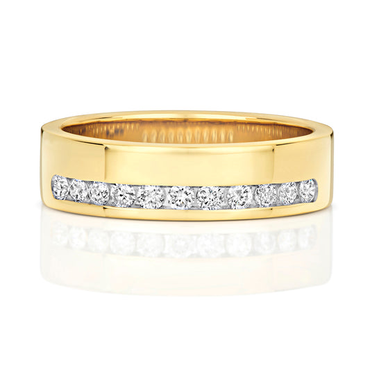 Lumina Half Eternity Diamond Wedding Band - 9k Yellow Gold