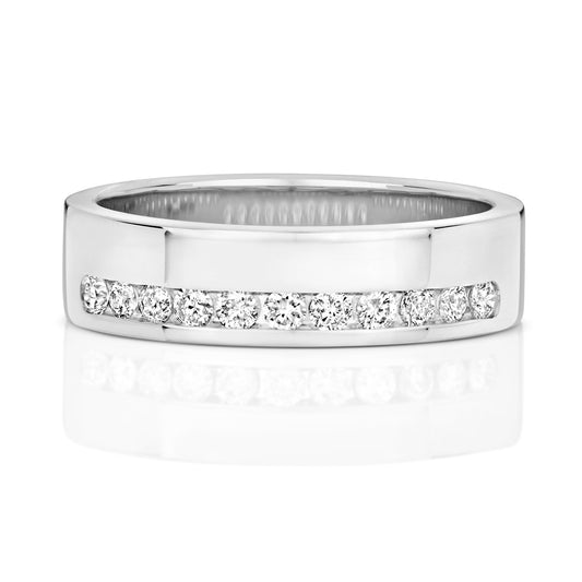 Lumina Half Eternity Diamond Wedding Band - 9k White Gold