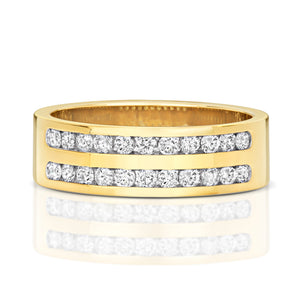 Gemini Half Eternity Diamond Wedding Band - 9k Yellow Gold