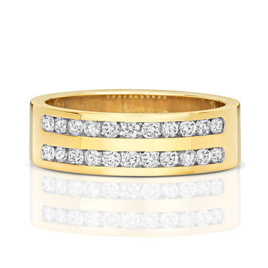 Gemini Half Eternity Diamond Wedding Band - 9k Yellow Gold