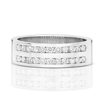 Gemini Half Eternity Diamond Wedding Band - 9k White Gold