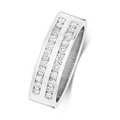 Gemini Half Eternity Diamond Wedding Band - 9k White Gold