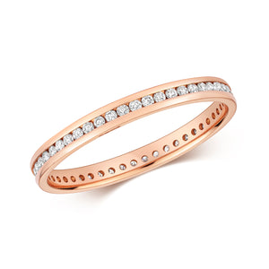 Elena Full Eternity Diamond Ring - 9k Rose Gold