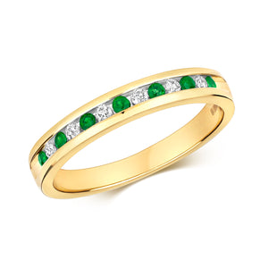 Palermo Eternity Emerald and Diamond Ring - 9k Yellow Gold