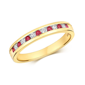 Palermo Eternity Ruby and Diamond Ring - 9k Yellow Gold