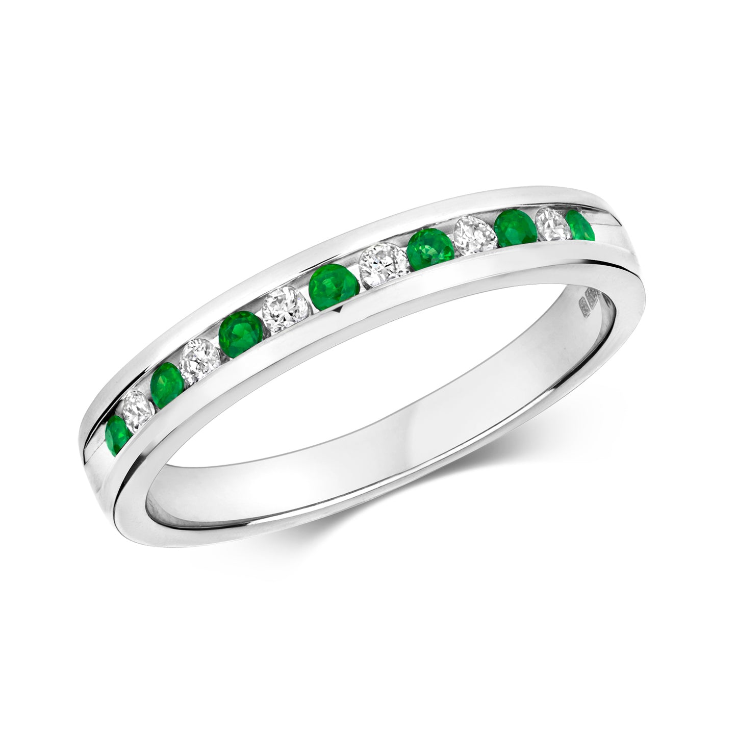 Palermo Eternity Emerald and Diamond Ring - 9k White Gold