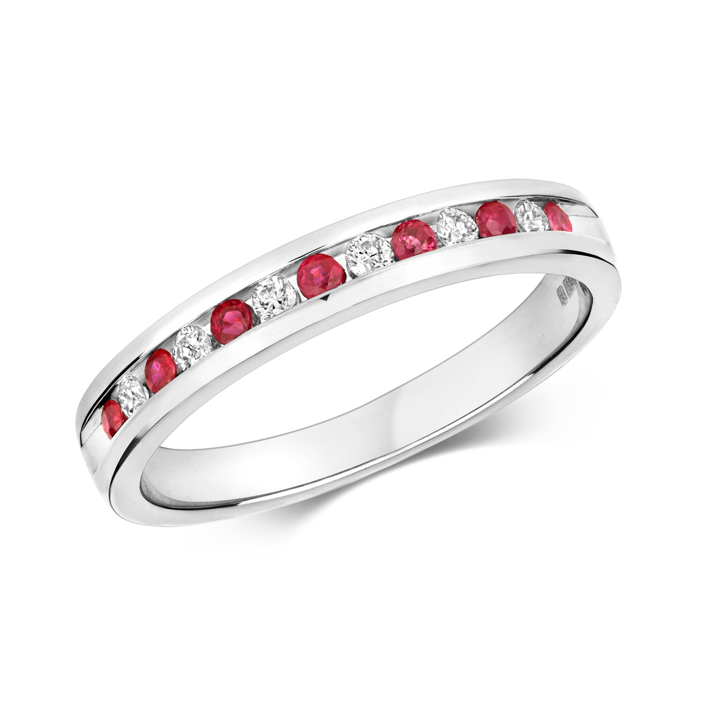 Palermo Eternity Ruby and Diamond Ring - 9k White Gold