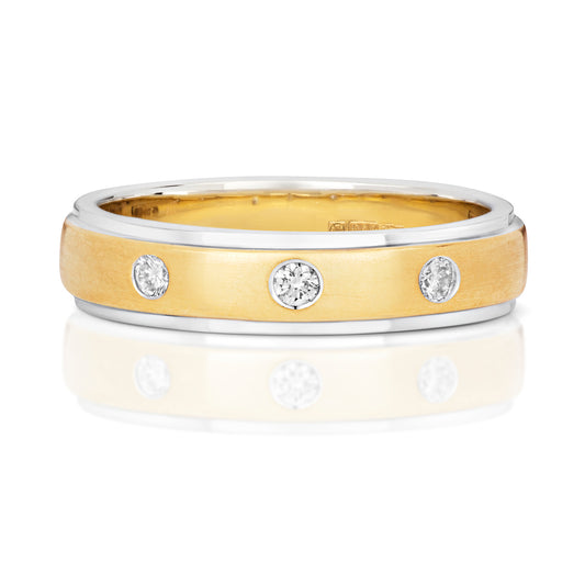 Celest Diamond Wedding Band - 9k Yellow & White Gold